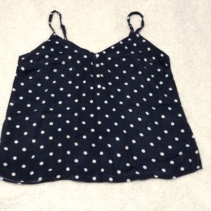 Old Navy XS navy blue white polka dot pattern cami top
